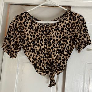 Cheetah tie crop top